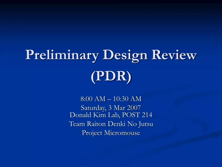 preliminary design review presentation