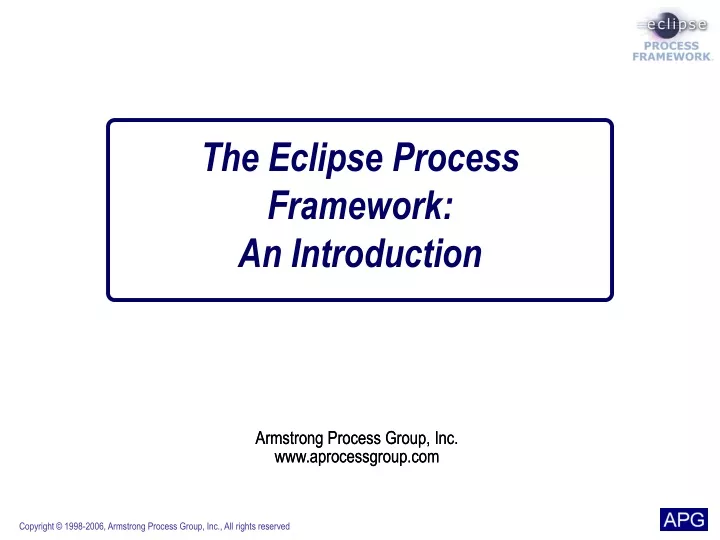 the eclipse process framework an introduction n.