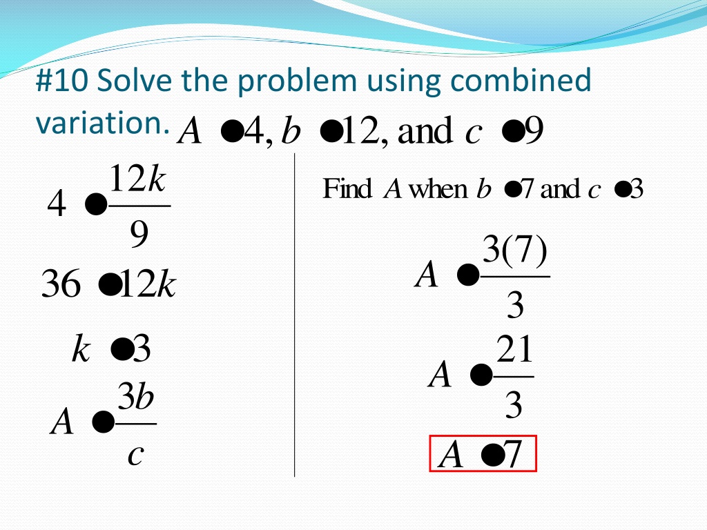 problem solving examples of combined variation