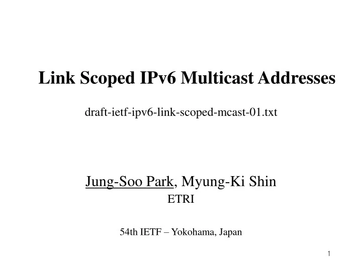 PPT Link Scoped IPv6 Multicast Addresses PowerPoint Presentation