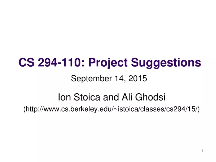cs 294 110 project suggestions n.
