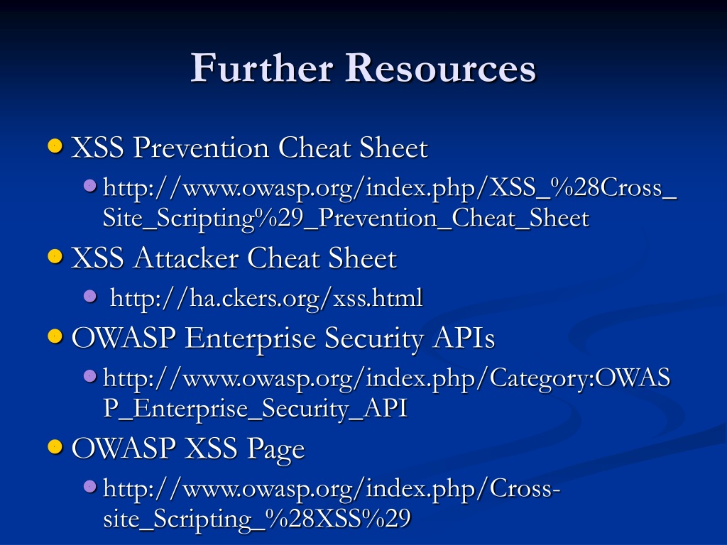 XSS (Cross Site Scripting) Prevention Cheat Sheet