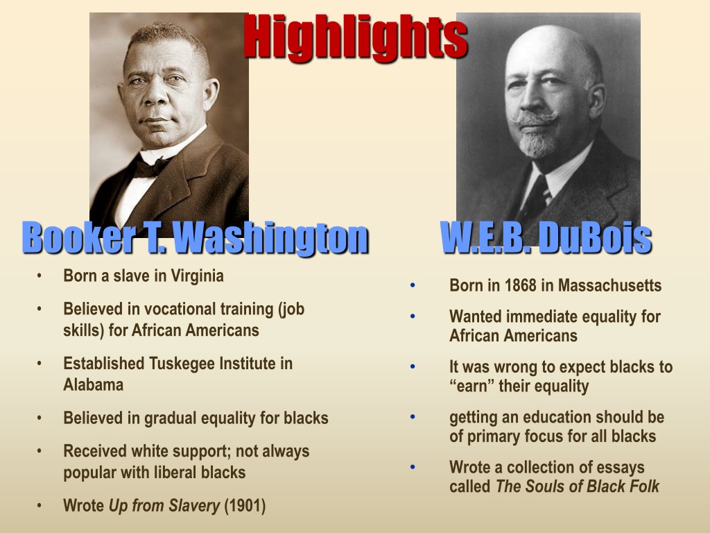 PPT Two Paths W.E.B. DuBois & Booker T. Washington PowerPoint