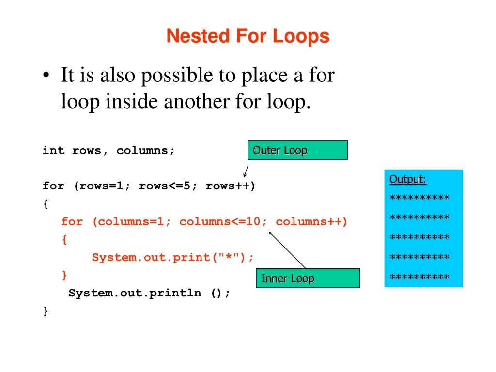 Ppt Nested For Loops Powerpoint Presentation Free Download Id9494349 5353