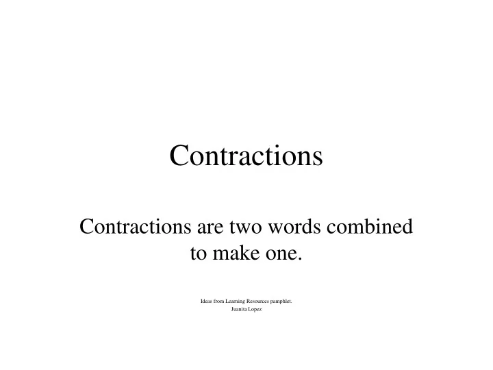 PPT Contractions PowerPoint Presentation Free Download ID 9495345