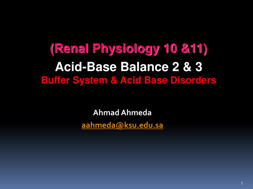 Ppt Renal Physiology 10 11 Acid Base Balance 2 3 Buffer System