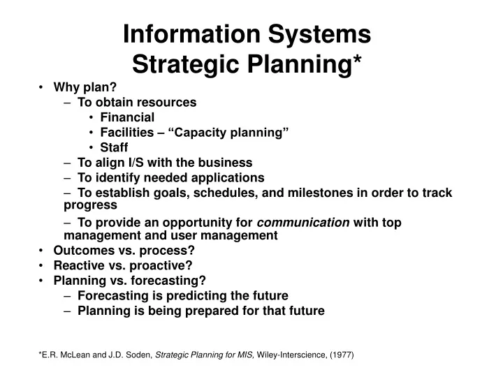 information systems strategic plan example