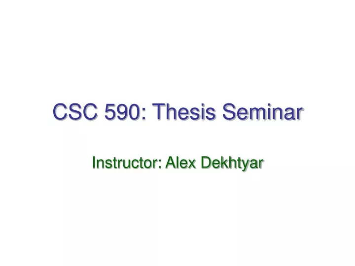 thesis seminar