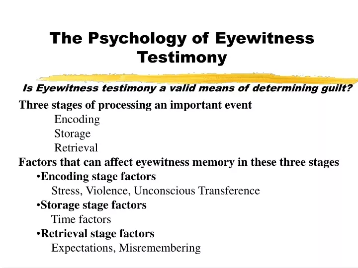 psychology essay on eyewitness testimony