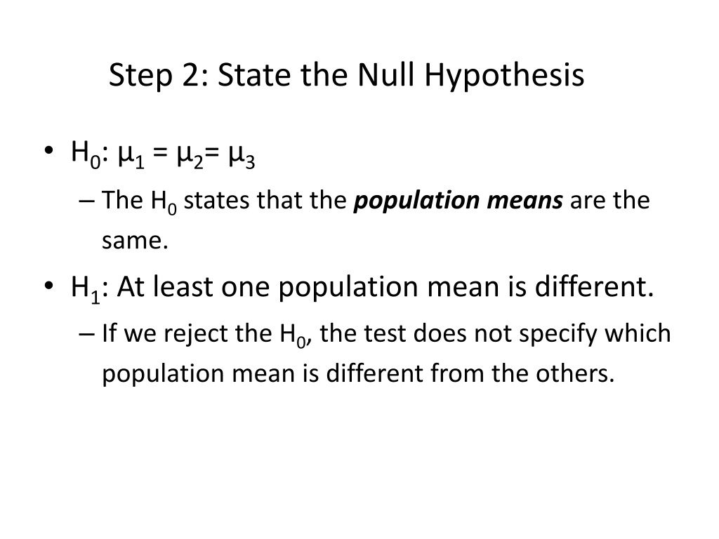 the null hypothesis states that