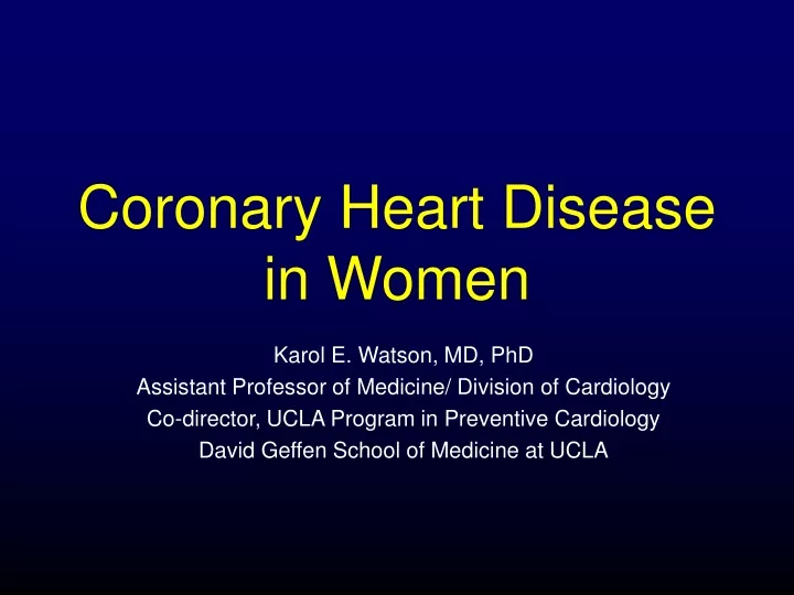 coronary heart disease in women n.
