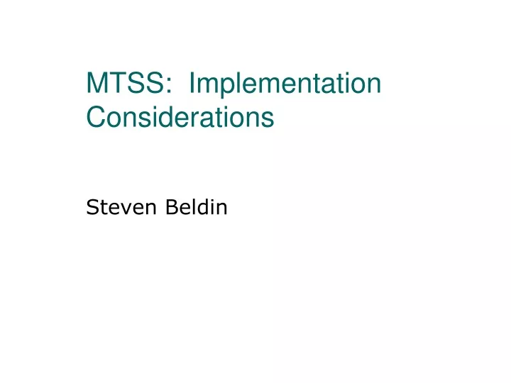 mtss implementation considerations n.