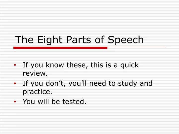 what are the eight parts of speech
