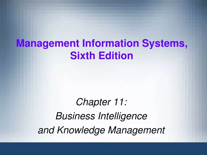 chapter 11 business intelligence and knowledge management n.
