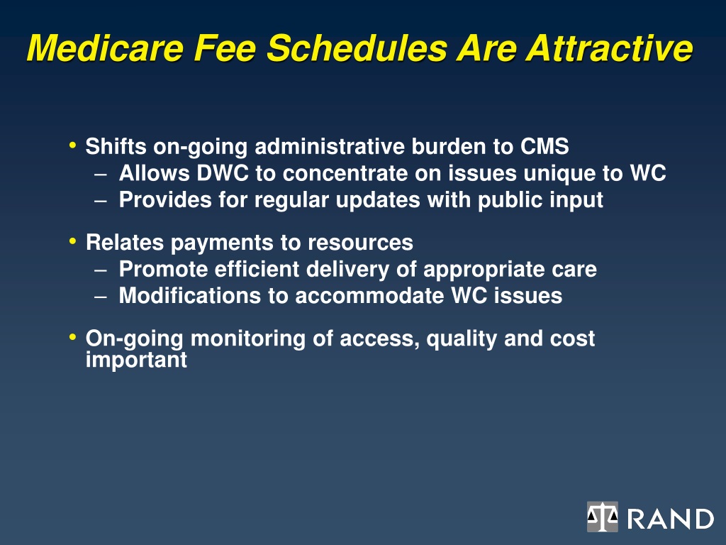 PPT Medicare Fee Schedules Considerations for the WC Program