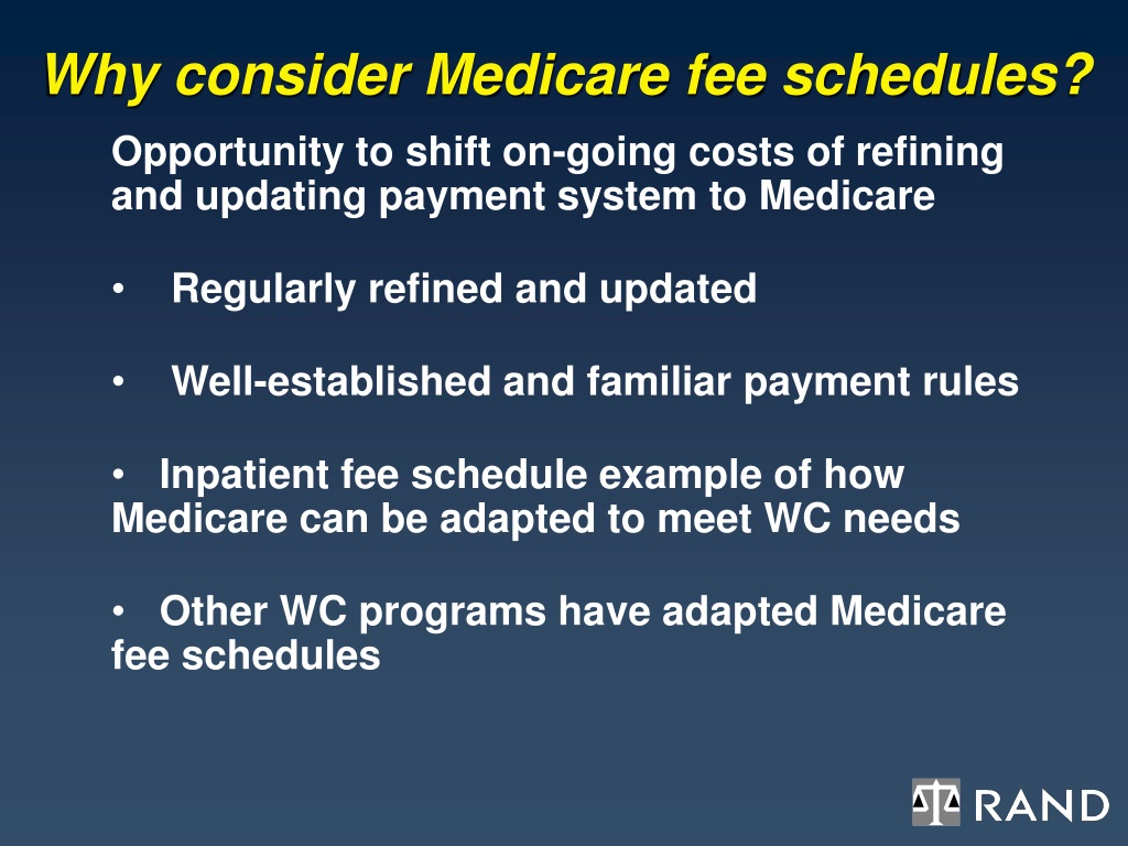 PPT Medicare Fee Schedules Considerations for the WC Program