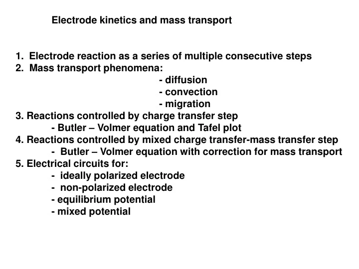 PPT Electrode and mass transport PowerPoint Presentation