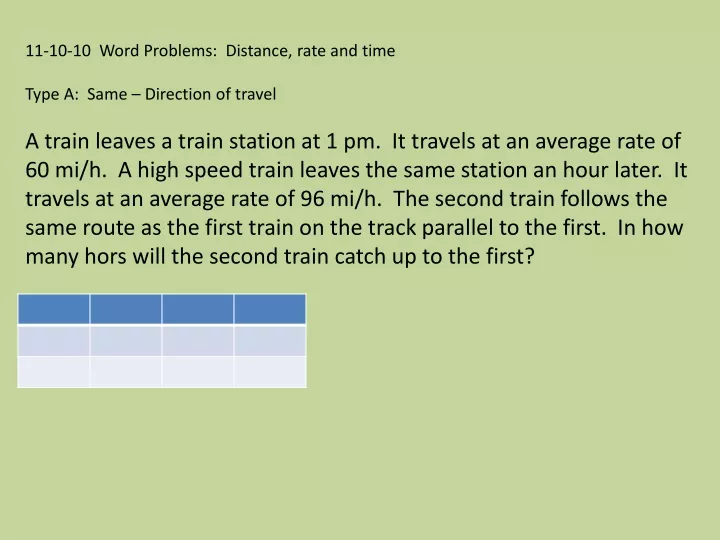 same direction travel word problems