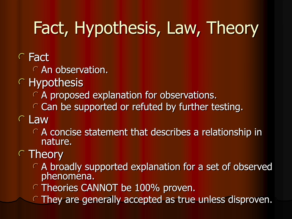 facts hypothesis laws and theories