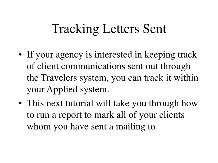 PPT Tracking Letters Sent PowerPoint Presentation, free download ID