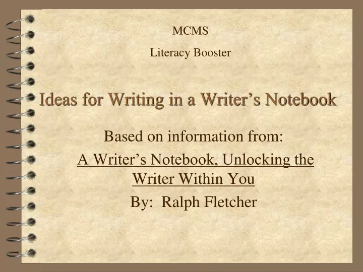 ideas for writing in a writer s notebook n.