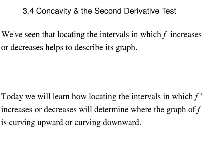 3 4 concavity the second derivative test n.