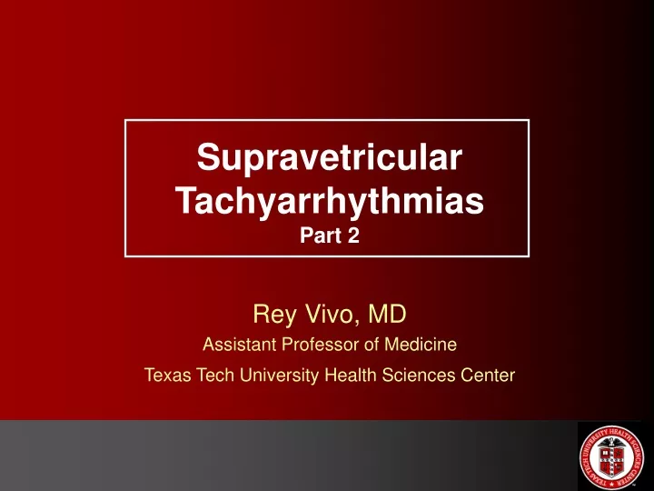 supravetricular tachyarrhythmias part 2 n.