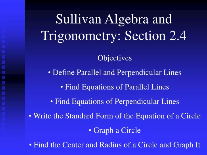 sullivan algebra and trigonometry section 2 4 n.