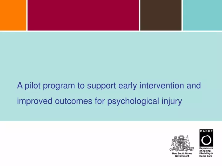 a pilot program to support early intervention n.