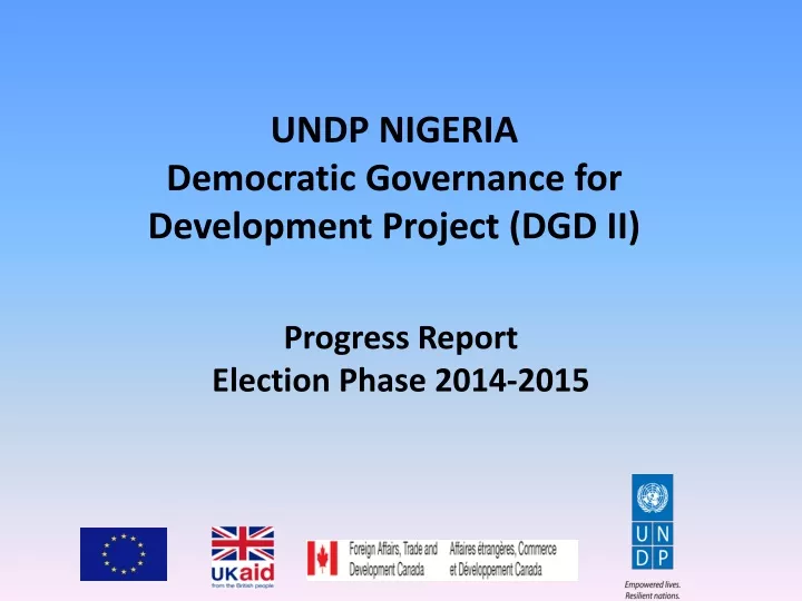 undp nigeria democratic governance for development project dgd ii n.
