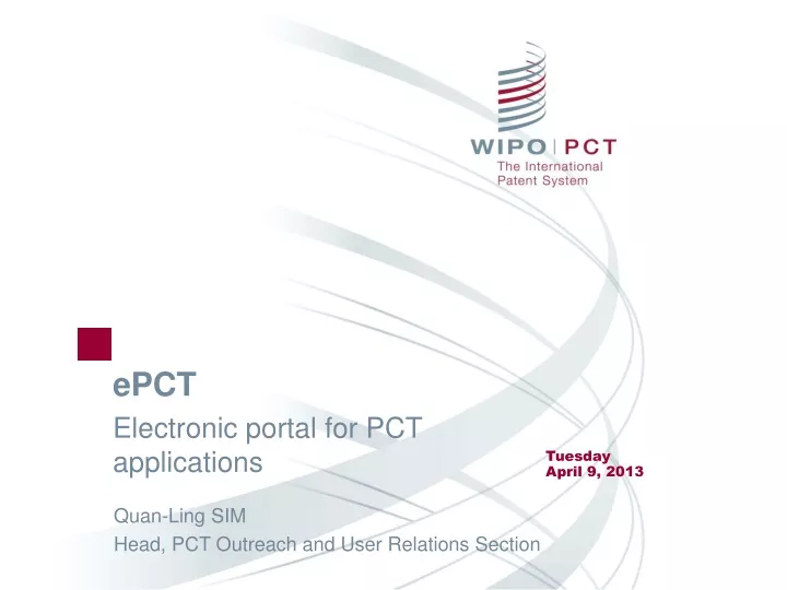 epct electronic portal for pct applications n.