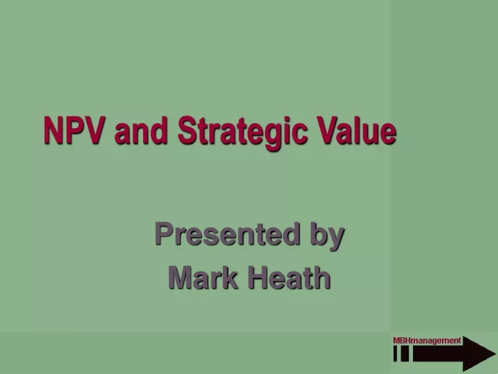 npv and strategic value n.