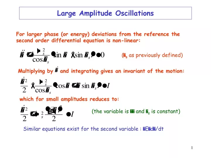 large amplitude oscillations n.