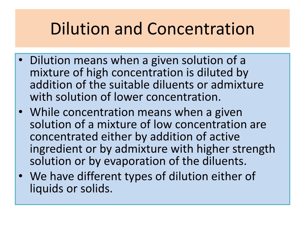 PPT - Dilutions And Concentrations Lab 7 PowerPoint Presentation, Free ...