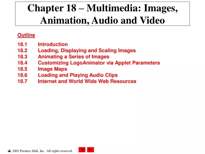 chapter 18 multimedia images animation audio and video n.