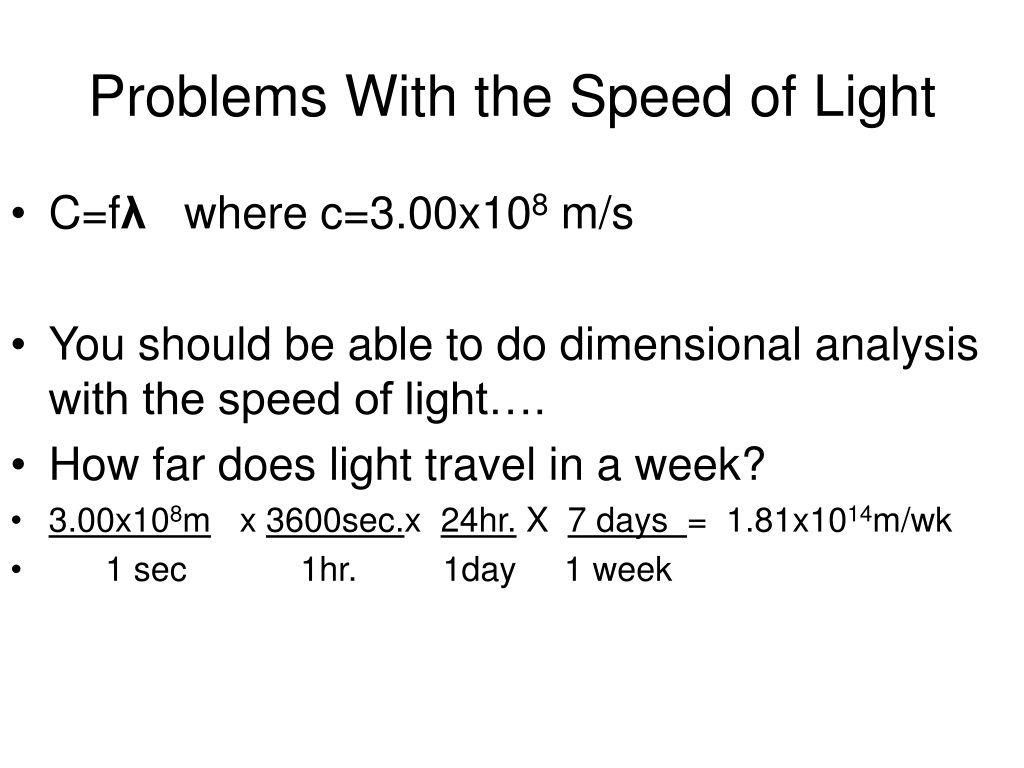 speed of light problem solving