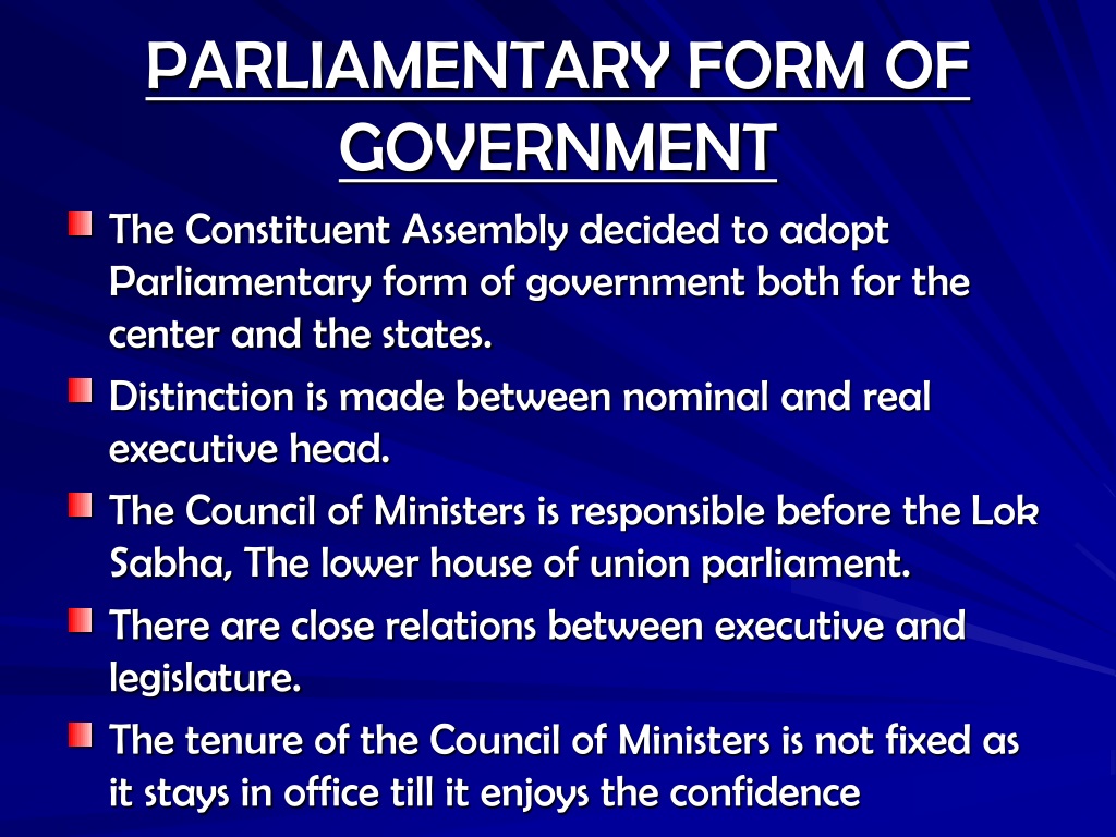 parliamentary form of government presentation