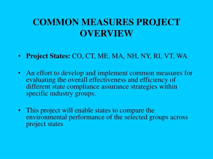 common measures project overview n.