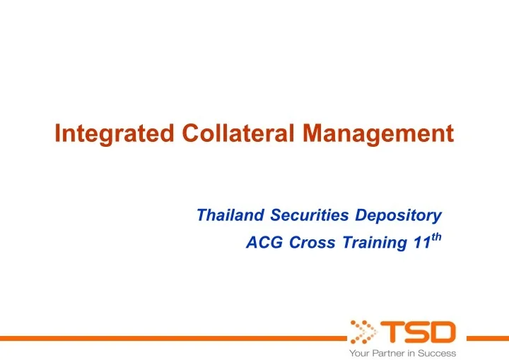 PPT - Integrated Collateral Management PowerPoint Presentation, free ...