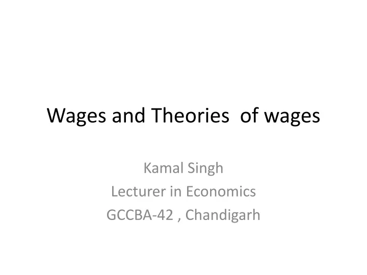 wages and theories of wages n.