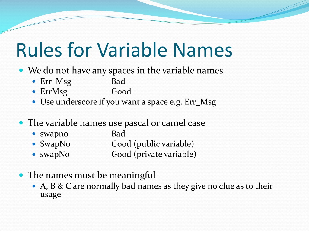 research on the use of variable names