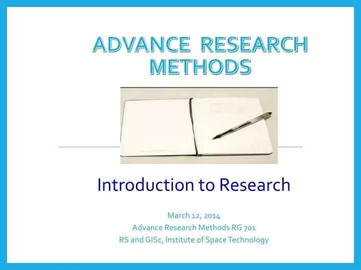 PPT - Advance RESEARCH METHODS PowerPoint Presentation, free download ...