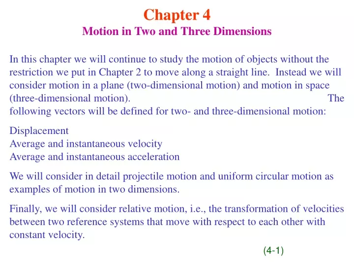 PPT - Chapter 4 Motion In Two And Three Dimensions PowerPoint ...