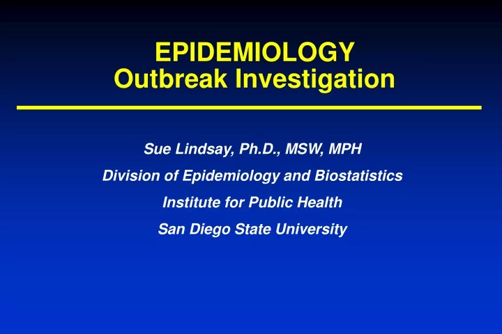 outbreak epidemiology example