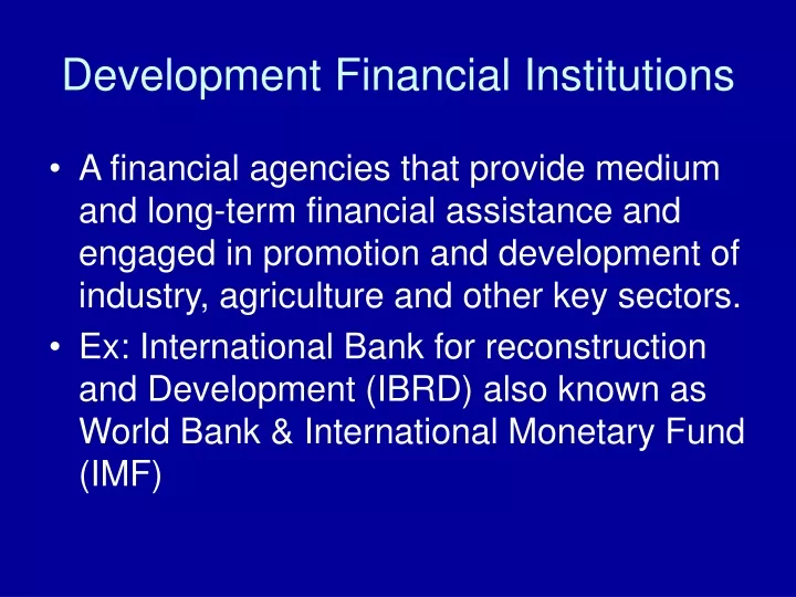development financial institutions n.