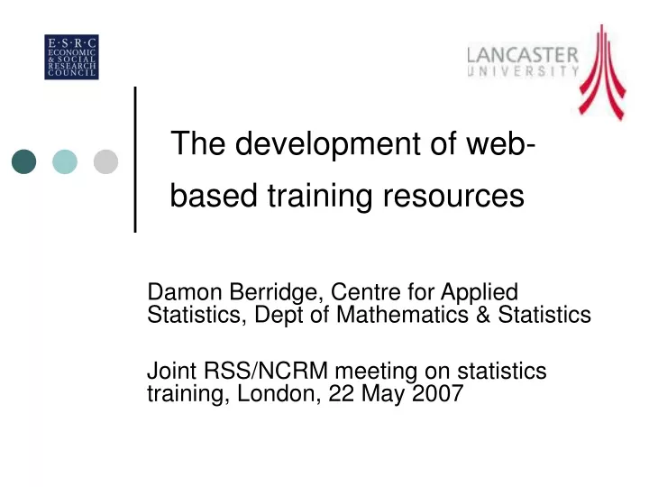 PPT - The development of web-based training resources PowerPoint ...