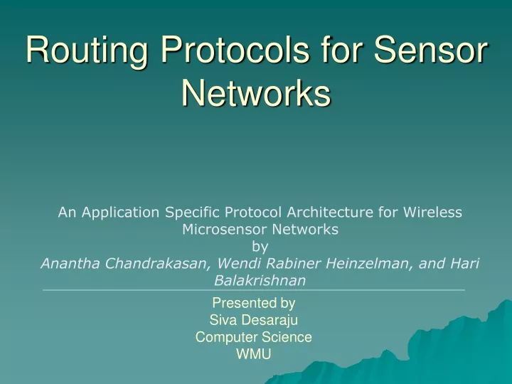 Ppt Routing Protocols For Sensor Networks Powerpoint Presentation Free Download Id9525902