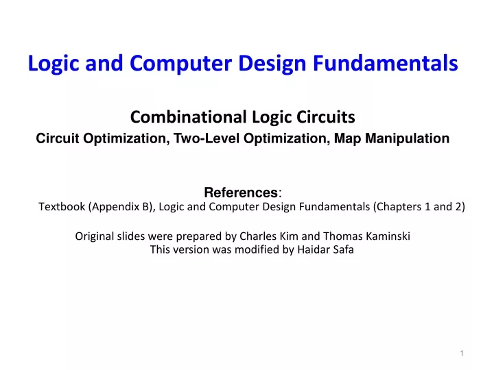 PPT - Logic And Computer Design Fundamentals Combinational Logic ...