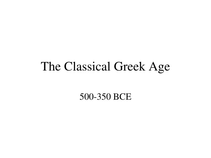 the classical greek age n.
