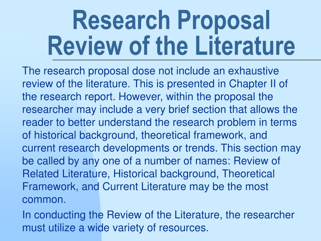 sample research proposal review of literature